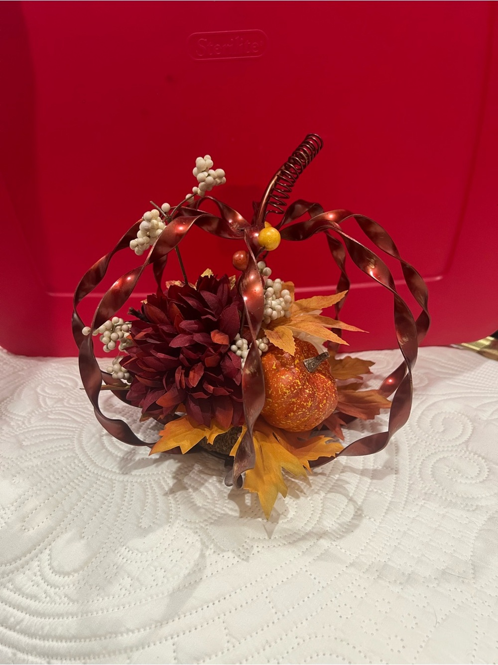 Twisted Copper 3D Open Pumpkin Centerpiece